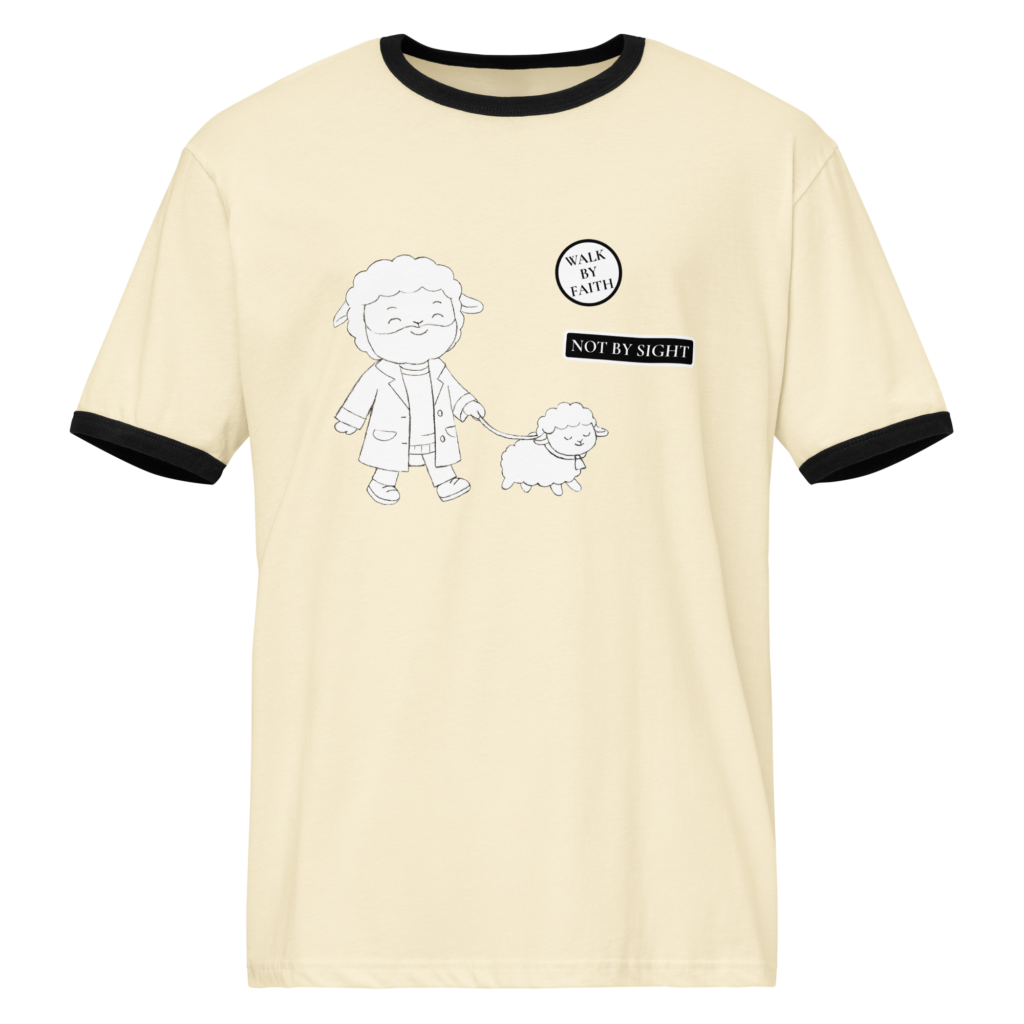 jesus walkin’ his sheep ringer tee