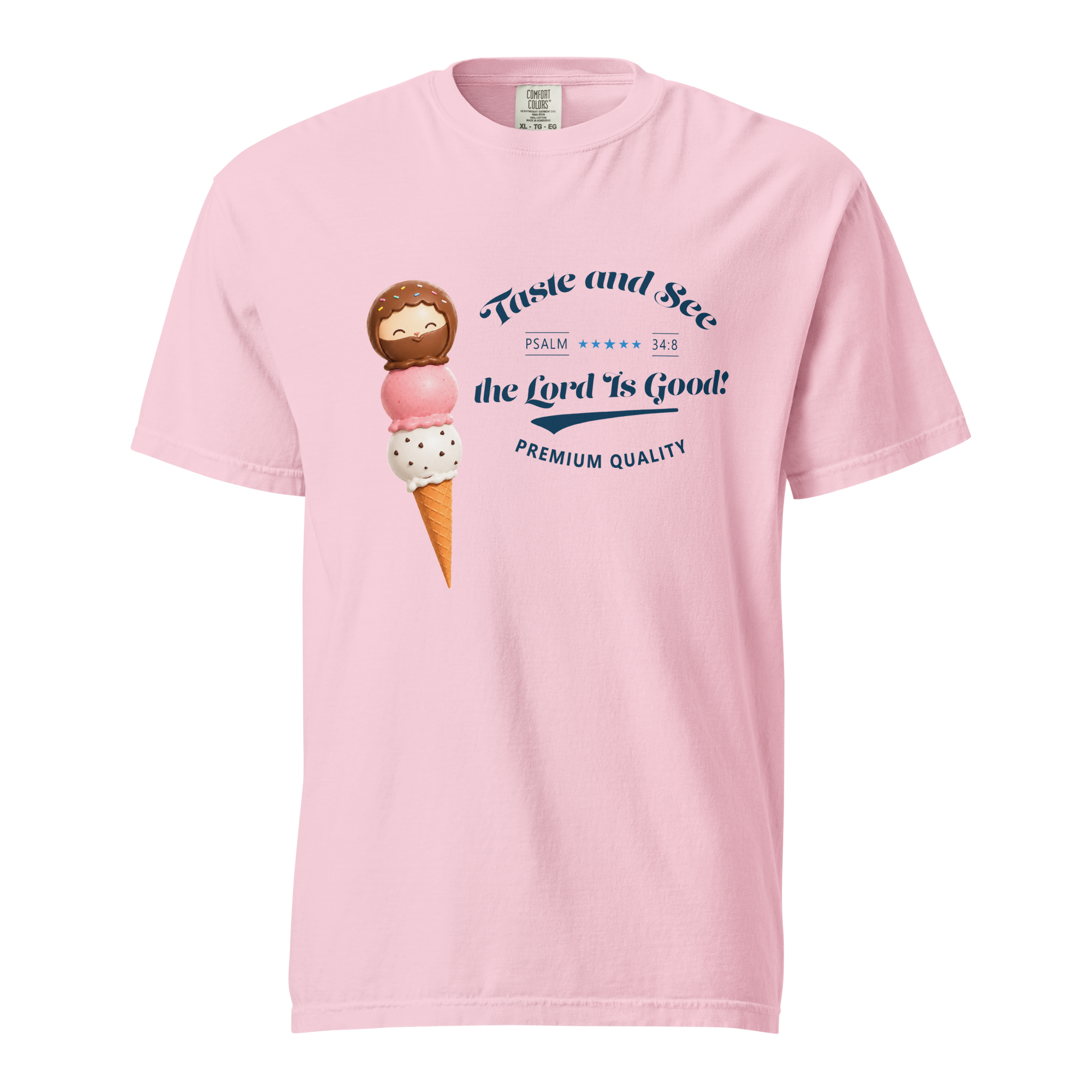 unisex garment dyed heavyweight t shirt blossom front 6a3edf009243f.png Taste and See Ice Cream T-Shirt | Psalm 34:8 - Image 2