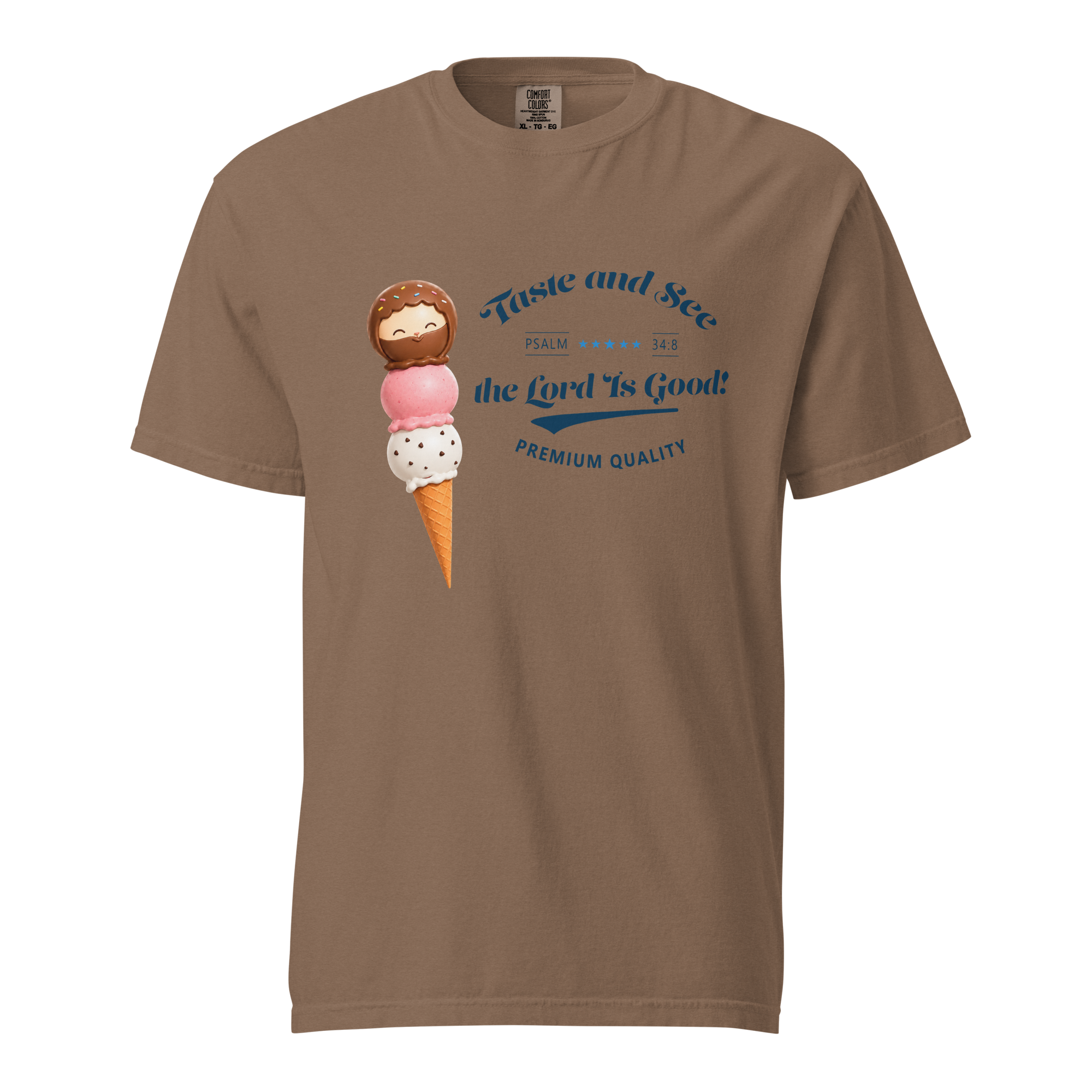 unisex garment dyed heavyweight t shirt espresso front 6a3edf00935f3.png Taste and See Ice Cream T-Shirt | Psalm 34:8 - Image 3