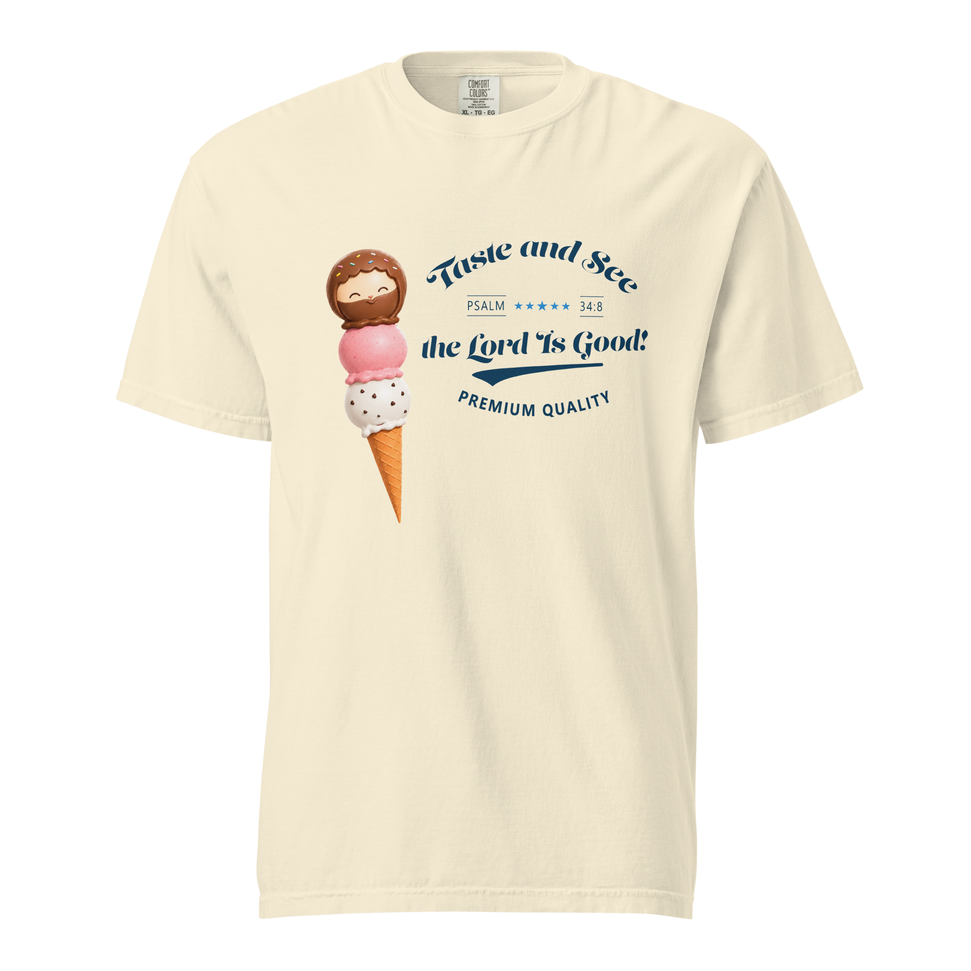 unisex garment dyed heavyweight t shirt ivory front 6a3edf0093566.png Taste and See Ice Cream T-Shirt | Psalm 34:8 - Image 4