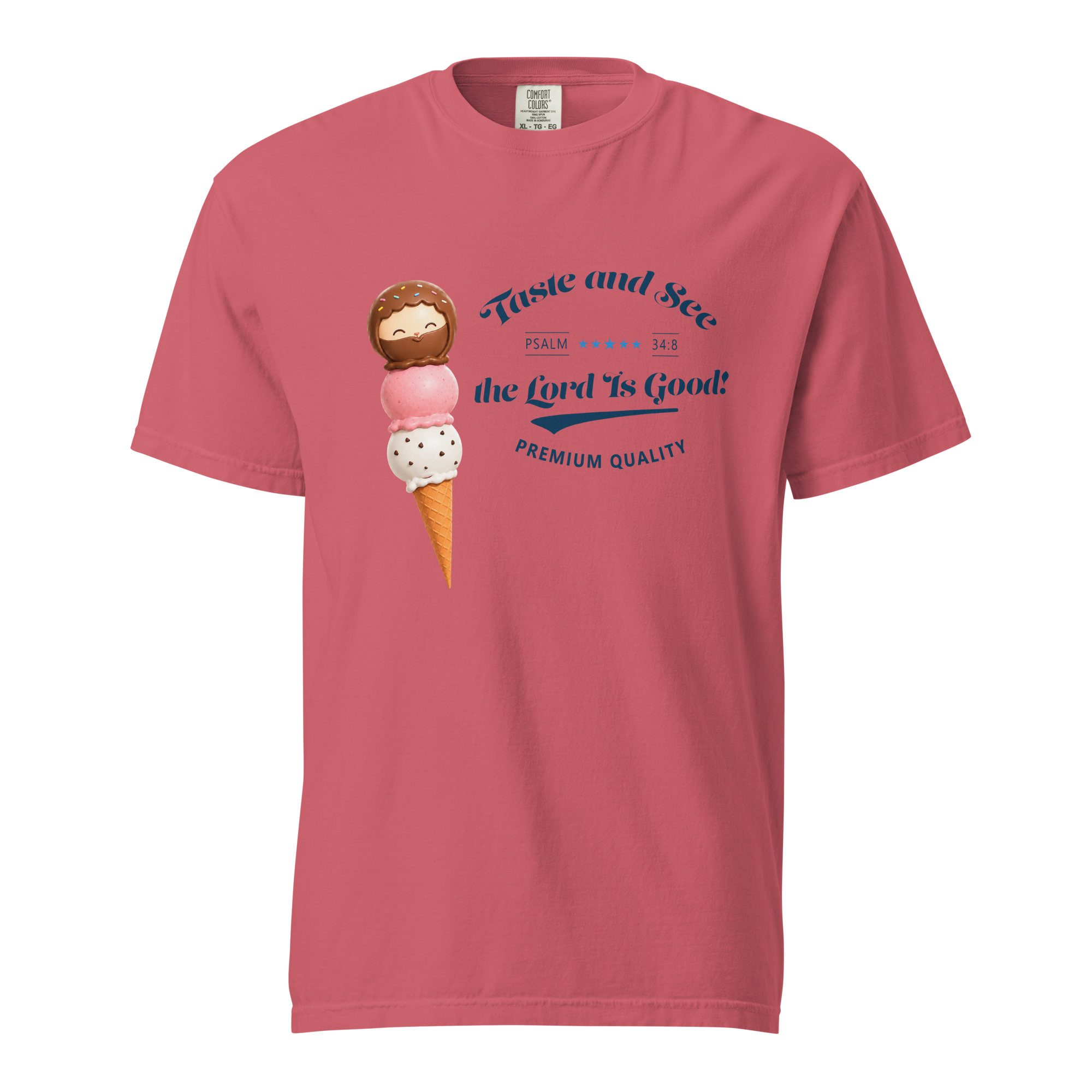 unisex garment dyed heavyweight t shirt watermelon front 6a3edf00935ae.png Taste and See Ice Cream T-Shirt | Psalm 34:8 - Image 6