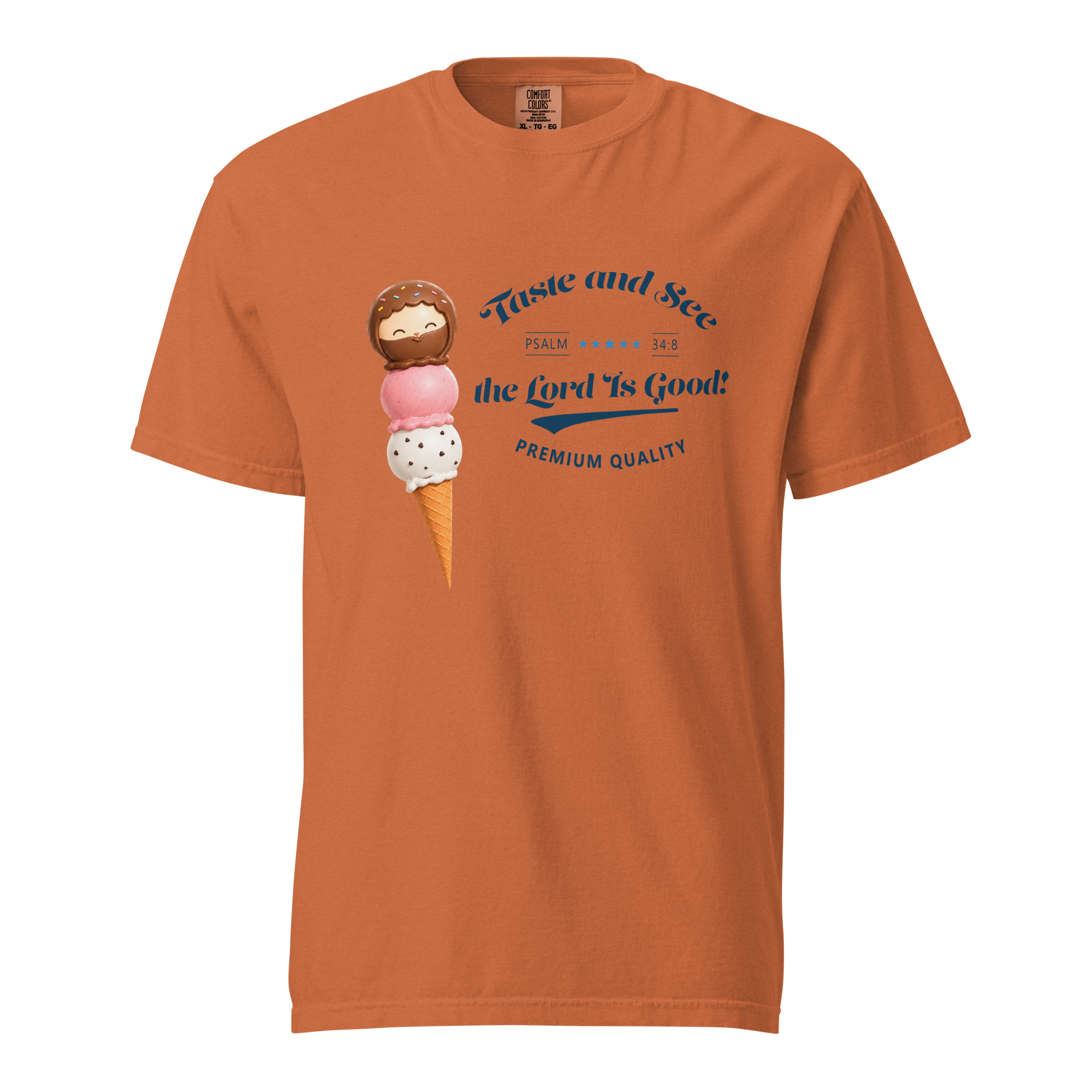 unisex garment dyed heavyweight t shirt yam front 6a3edf0093636.png Taste and See Ice Cream T-Shirt | Psalm 34:8 - Image 7